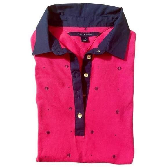 Women's Tommy Hilfiger Pink short sleeve spring summer Polo Shirt Size S - Picture 2 of 6